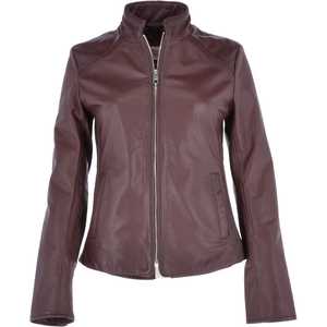 Femmes haut tendance personnalisé automne hiver vestes en cuir solide col tournant conception manches longues respirant doublure en Satin - Product Image 1