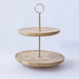 Handmade Design 2 <b>Tier</b> Wooden Shape Eco-Friendly Oven Safe <b>Cake</b> Stand Enamel Finished Birthday Event Party Display Wholesale - Product Image 6