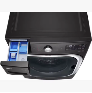 Ensemble lave-linge frontal et sèche-linge électrique neuf de qualité supérieure avec meuble de rangement à tiroirs en acier noir - Product Image 3