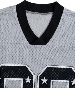 Maillot de football de mode rétro 100% coton T-shirt pour hommes coupe ample imprimé maillot de football en maille - Product Image 6