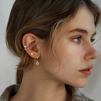 Déclaration bijoux 925 argent sterling étoile du nord Zircon goujon manchette cerceau goutte balancent boucles d'oreilles ensembles pour les femmes