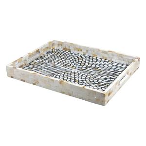Bandeja de servicio hecha a mano con incrustaciones de hueso, bandeja de nácar para servir y fines decorativos, artesanías de RF DE LA India - Product Image 5