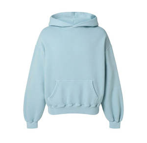 Sweat à capuche surdimensionné bleu 500 GSM Logo d'impression bouffée personnalisé 100% coton polaire lourde unisexe pour l'hiver pour les hommes - Product Image 1