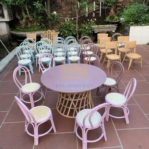 Sillas y mesas para niños al aire libre a prueba de agua de diseño simple, muebles para el hogar, encantadora silla y mesa para niños de ratán para interiores - Product Image 5