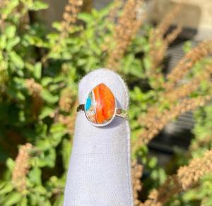 Wholesale Solid Sterling Silver 925 Pear Cut <b>Ring</b> Natural Spiny <b>Turquoise</b> Gemstone Bezel Setting Party Wedding Wear Gift for - Product Image 1