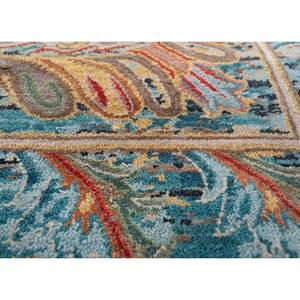 พรมไหมไผ่ผสมขนสัตว์ถักมือลายสี่เหลี่ยมสีน้ำเงิน รุ่น Srb(160) ลายเหรียญโบราณ สำหรับตกแต่งบ้าน ห้องโถง ห้องนั่งเล่น ทำด้วยมือ - Product Image 3