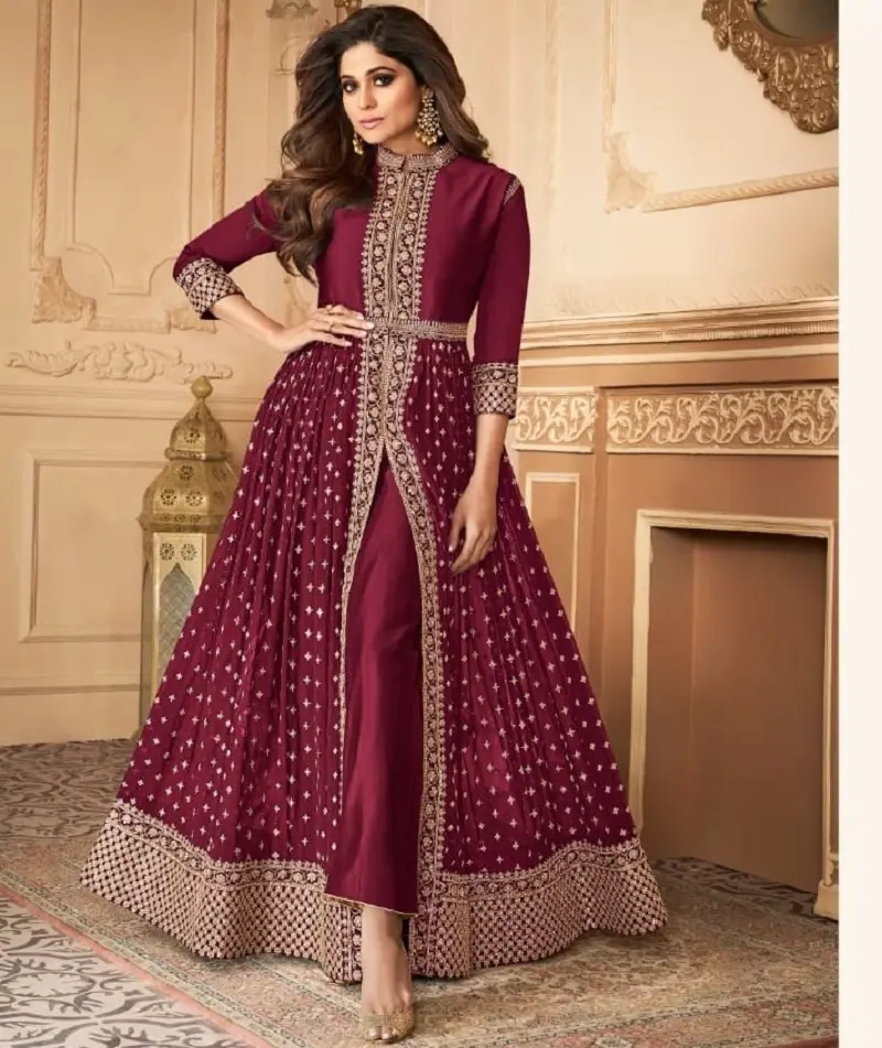 Pakaian wanita desainer Anarkali gaun klasik Desi gaya permen Georgette panpatipatiala setelan lurus Kurti Patiala Salwar