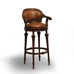 Tabouret de Bar en bois acajou, mobilier de salle à manger en bois massif, style ancien - Product Image 1