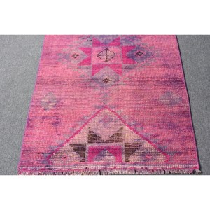 Tapis turc classique de Style bohème 2.7 X 10.5ft rose Patchwork Design laine matériel Latex support pour salon chambre couloir - Product Image 4