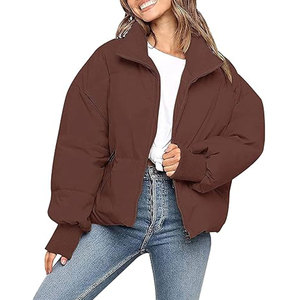 Doudoune fantaisie pour femme avec col haut-Manteau matelassé à fermeture éclair sur le devant, vêtements d'extérieur rembourrés chauds pour l'hiver - Product Image 6