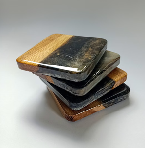 Sous-verre en bois et résine 5mm d'épaisseur résine époxy blanche tasse à café carrée caboteur fabrication prix le plus bas - Product Image 5