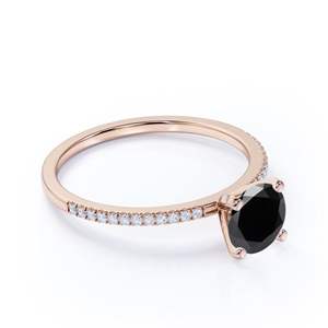 Bague en diamant noir et blanc à sertissage à griffes rondes avec accents pour femmes - Product Image 6