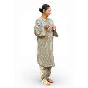 Chemise en crêpe imprimée pour usage quotidien, 1 pièce, SL-62027, décoration brodée - Product Image 1