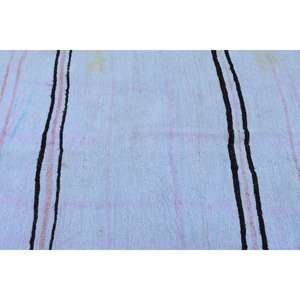 Tapis turc en laine marocaine vintage écologique 4,1x8,6 pieds, motif patchwork, dos en latex, blanc - Product Image 5