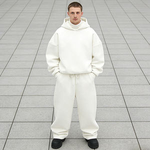 Ensemble de survêtements amples et épais pour hommes, 100 % coton, personnalisables par le fabricant, pour l'hiver, comprenant des sweats à capuche et des pantalons de survêtement - Product Image 1