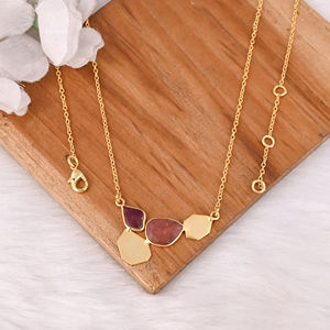 Collar de Plata de Ley 925 Chapado en Oro Clásico de Alta Calidad con Colgante de Turmalina en Engaste de Bisel - Product Image 5