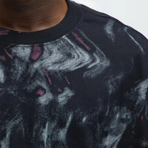 Camiseta de algodón negra de manga corta y corte holgado para hombre con estampado abstracto de mármol gris y morado, camiseta personalizada - Product Image 3