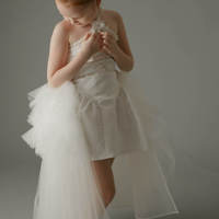 Nancy Robe de mariage sans manches pour filles Tissu taffetas perlé à la main Paillettes scintillantes Conception dos nu Fourniture ODM pour enfants