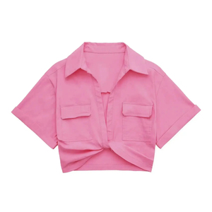 Top corto sexy informal para mujer, blusas de gimnasio de algodón sólido con mangas cortas sueltas para ejercicio de primavera, camiseta sin mangas para mujer - Product Image 5