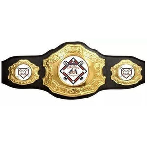 Cinturón de campeonato de lucha profesional indiscutible de alta calidad, placas de aleación de Zinc chapadas en oro personalizables, cuero genuino Unisex - Product Image 1