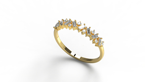 Bague de mariage de luxe en or 18 carats avec diamants ronds et baguettes, bague demi-éternité empilable, bijoux fins pour femmes - Product Image 2