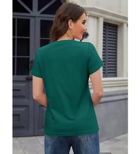 New Collection OEM Service Solid Women's 100% Cotton Short Sleeve Round Neck Shoulder Slope Comfortable <b>T</b>-<b>shirt</b> From Bangladesh - Product Image 2