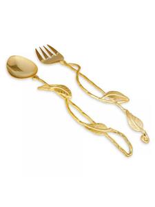 Ensemble de service à salade élégant en acier inoxydable, ustensile de service moderne, vaisselle élégante, cadeau - Product Image 2