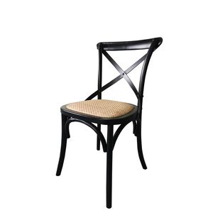 Chaise de salle à manger à dossier croisé en bois de teck massif avec siège en rotin et matériau de haute qualité pour une utilisation intérieure et extérieure - Product Image 6