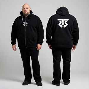 Chándal de lana de talla grande de algodón 100% con cremallera completa para hombre, logotipo personalizado/capucha y pantalones acampanados, chaqueta transpirable y traje para correr - Product Image 4