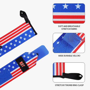 สายรัดข้อมือโพลีเอสเตอร์ยืดหยุ่นสูงแบบมีโลโก้สั่งทำ เป็นมิตรกับสิ่งแวดล้อม ปิดด้วยแถบตีนตุ๊กแก ป้องกันการลื่น ดีไซน์คลาสสิก สำหรับออกกำลังกาย - Product Image 2