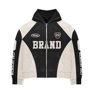 Survêtements à fermeture éclair délavés à l'acide à la mode pour hommes avec logo personnalisé et couleurs Style streetwear Ensembles grande taille Techniques imprimées respirantes - Product Image 3
