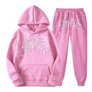 Traje de chándal con capucha de invierno acampanado con diamantes de imitación, último diseño, forro polar Unisex, estampado informal, venta al por mayor, OEM impreso - Product Image 1