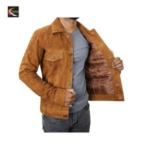Veste en cuir suédé marron de qualité supérieure pour hommes, vente en gros à bas prix, production en vrac - Product Image 3