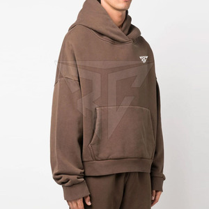 Best Selling Men's High Quality Double Layer Fleece Pullover <b>Hoodies</b> Breathable Quick Dry Size Solid Color <b>Plain</b> Dyed for Winter - Product Image 4