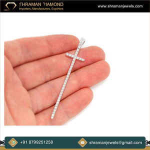 1.25 CTS GH Color 10K Solid Gold Custom Iced Out Cari Point <b>Cross</b> Natural Diamond Religious Pendant Engagement Gift for Unisex - Product Image 3