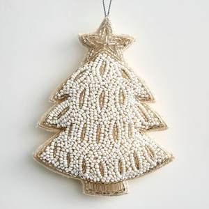 Adornos de árbol de Navidad hechos a mano con cuentas bordadas, decoración colgante de Navidad, tamaño y precio personalizados - Product Image 1