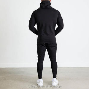 Sudadera con capucha y cremallera Lisa para hombre, chándal deportivo de algodón de invierno de dos piezas con logotipo personalizado de alta calidad para gimnasio y correr - Product Image 3