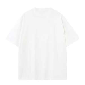 Venta caliente 100% Camiseta de punto de algodón para hombres transpirable antiarrugas Streetwear cómodo ajuste Casual diseño en blanco sólido - Product Image 4