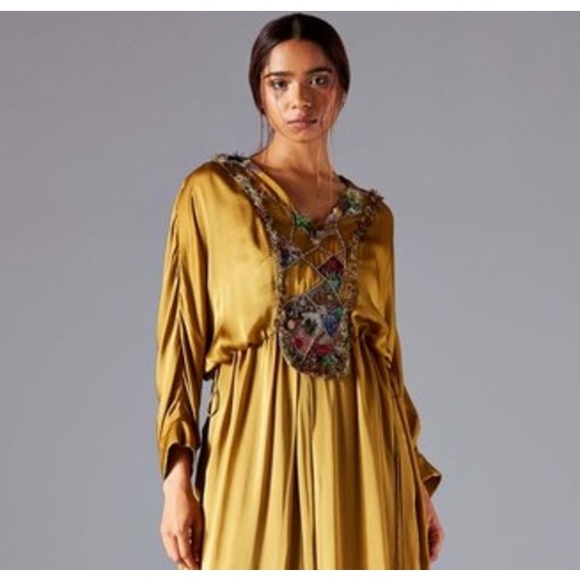 Excellent Quality Martina Olive Color Minicoy Kaftan Long Dress for Women Party and Wedding Wear from Indian Exporter
