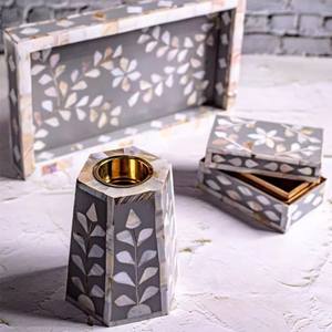 อินเดียเดือนรอมฎอนถาดถาดบาคูร์ไข่มุกแม่ทำด้วยมือชุดธูปประดับกระดูกสีขาวตกแต่งบ้านทรงสี่เหลี่ยมทำจากไม้ - Product Image 5