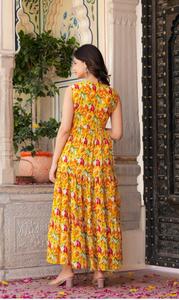 ชุดราตรีปักลายพื้นเมืองผ้าเรยอนน้ำหนักเบาแขนกุดยาวถึงพื้นสำหรับผู้หญิงซักได้ - Product Image 3