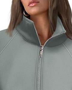 Sudadera con Capucha de Forro Polar con Media Cremallera Gris Cielo para Mujer, Sudadera Holgada y Cálida con Bolsillo Tipo Canguro, Sudadera Informal de Invierno, Ropa Urbana - Product Image 4