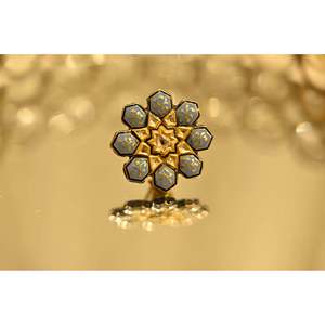 Exquisite <b>Diamond</b> <b>Ring</b> with Firozi and Blue Enamel Design - Product Image 2