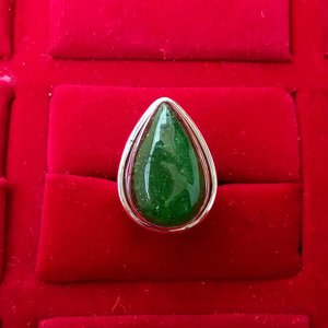 Bague en argent sterling 925 faite à la main fraise verte poire coupe lunette diamant pierre femmes filles fête porter des cadeaux d'anniversaire - Product Image 5