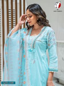 Nuevo y elegante Mal algodón con bordado Kurti Pant y Dupatta Fabricante DE LA India a la tarifa más baja - Product Image 2