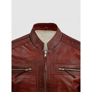 2025 OEM superventas chaqueta de cuero genuino marrón para hombres de talla grande a prueba de viento precio al por mayor bajo Moq chaquetas de cuero de moda - Product Image 3