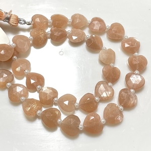 Vente en gros de perles de pierre de lune pêche à facettes en forme de coeur de 10mm perles de pierre naturelle avec perceuse verticale - Product Image 5