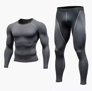 Custom <b>Compression</b> Pants And T Shirt <b>Men</b> Gym Training Wear Sublimation Tracksuit Polyester Spandex Blank <b>Tights</b> - Product Image 2