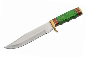 Couteau de chasse artisanal US KNIVES en acier au carbone, manche en bois Pukka, garde en laiton, étui en cuir fin - 11 pouces, qualité industrielle - Product Image 2