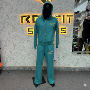 Logo de broderie Stich personnalisé Long cordon de serrage unisexe français éponge fermeture éclair survêtements disponibles en différentes couleurs - Product Image 1